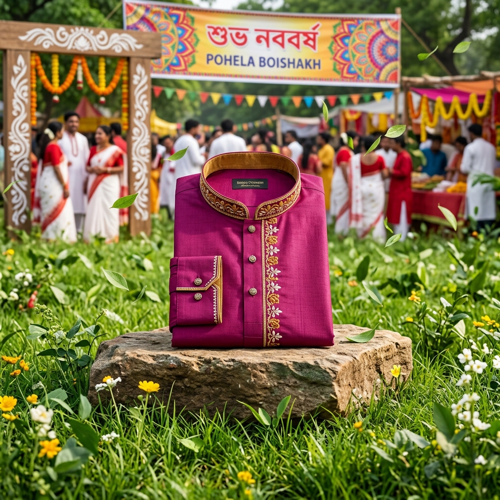 Signature Maroon Linen Panjabi Special Collection